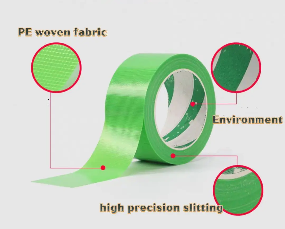 UV Resistant Red Green Durable Waterproof Painting PE Material Nature No Residue Hand Tear Off Tuck  Tape Stucco Masking Tape