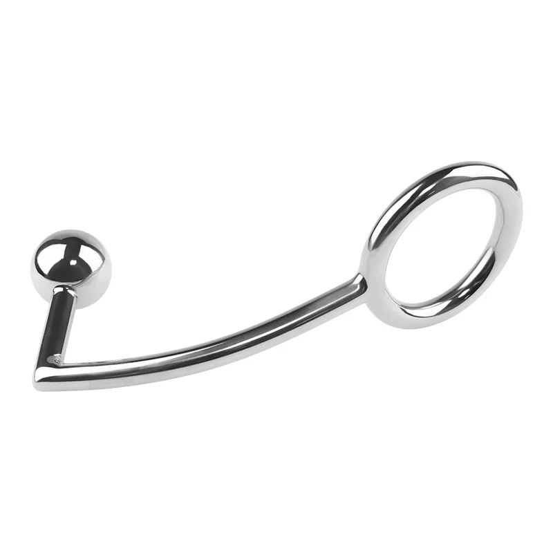 Stainless Steel Metal Anal Hook with Penis Ring For Male