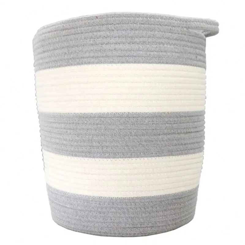 Cotton multipurpose portable folding gray laundry basket