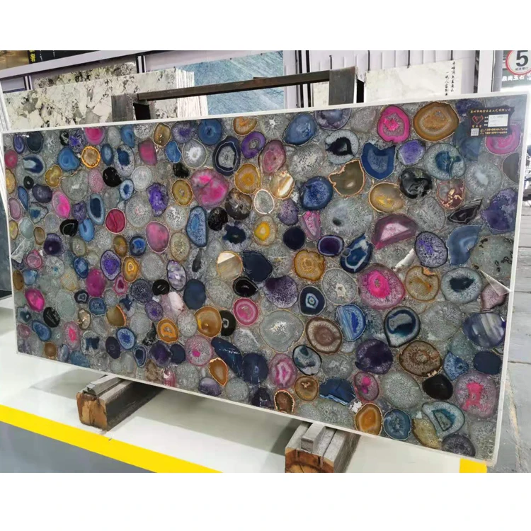Factory Brazilian Semi-precious Natural Raw Colorful Agate Stone Slab Wholesale