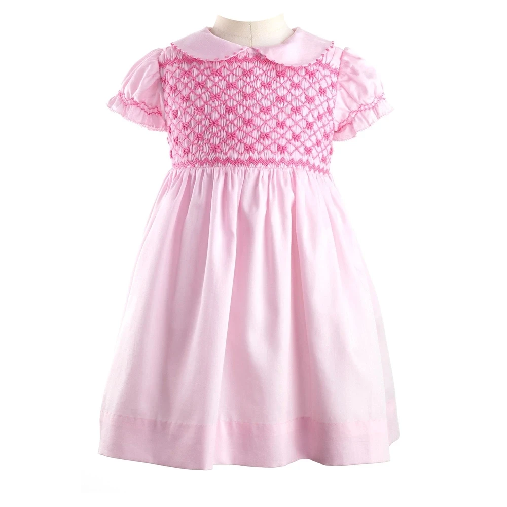 
Luxury High Quality 100% Cotton Traditional English Floral Handsmocked Dress 
