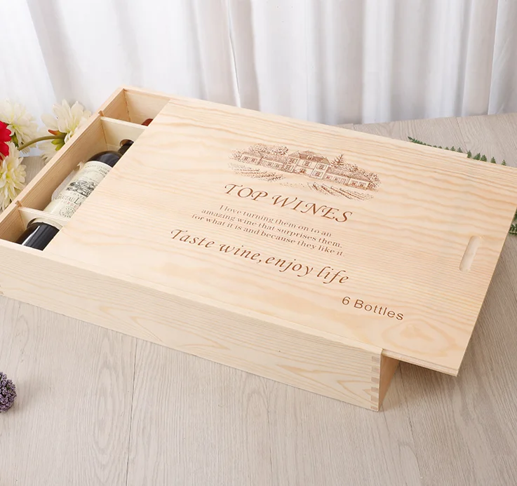 
6 bottles wooden box gift box wine wooden box custom 