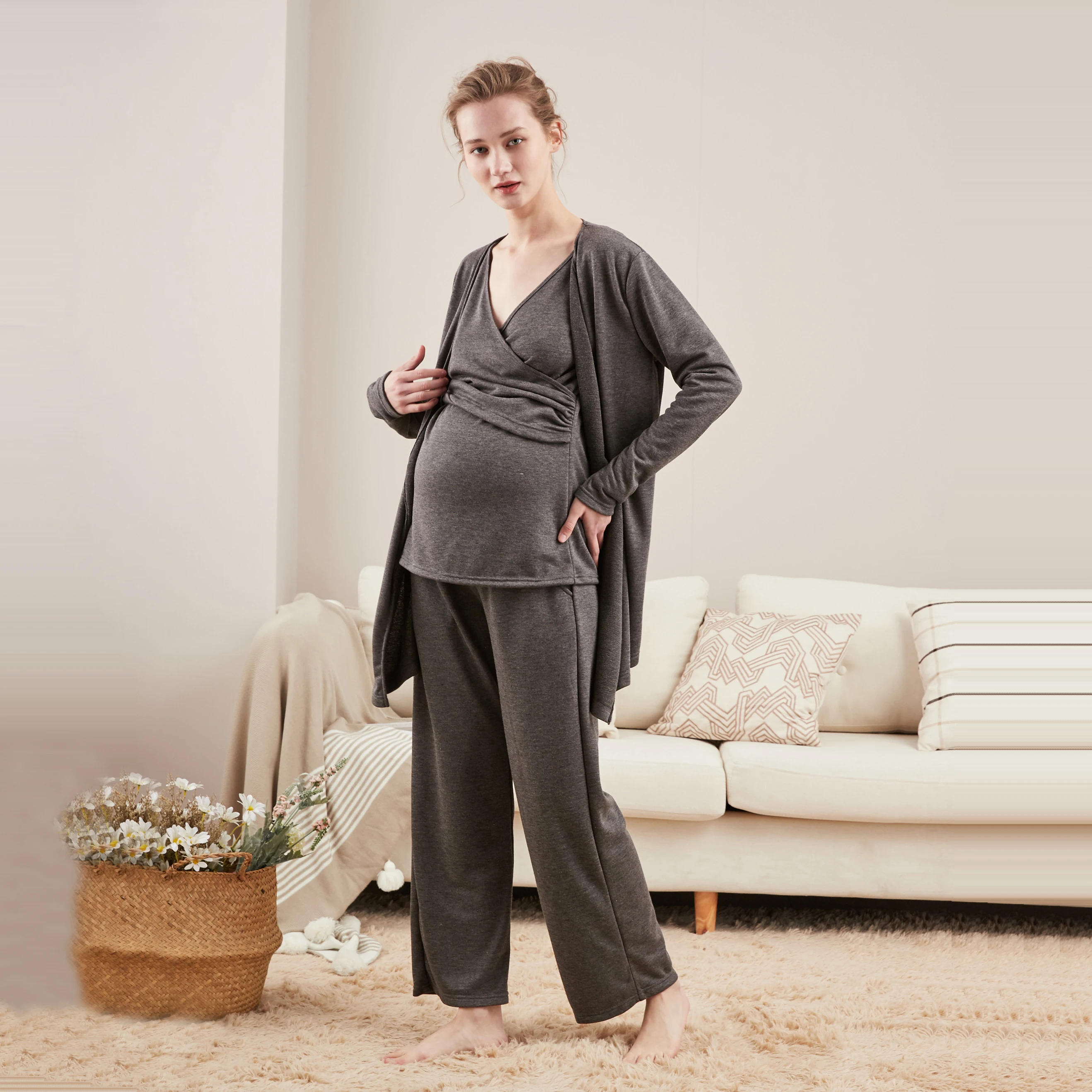 
713896 Nursing office maternity wear set soft and cheap women maternity wear good quality pregnancy clothes set 