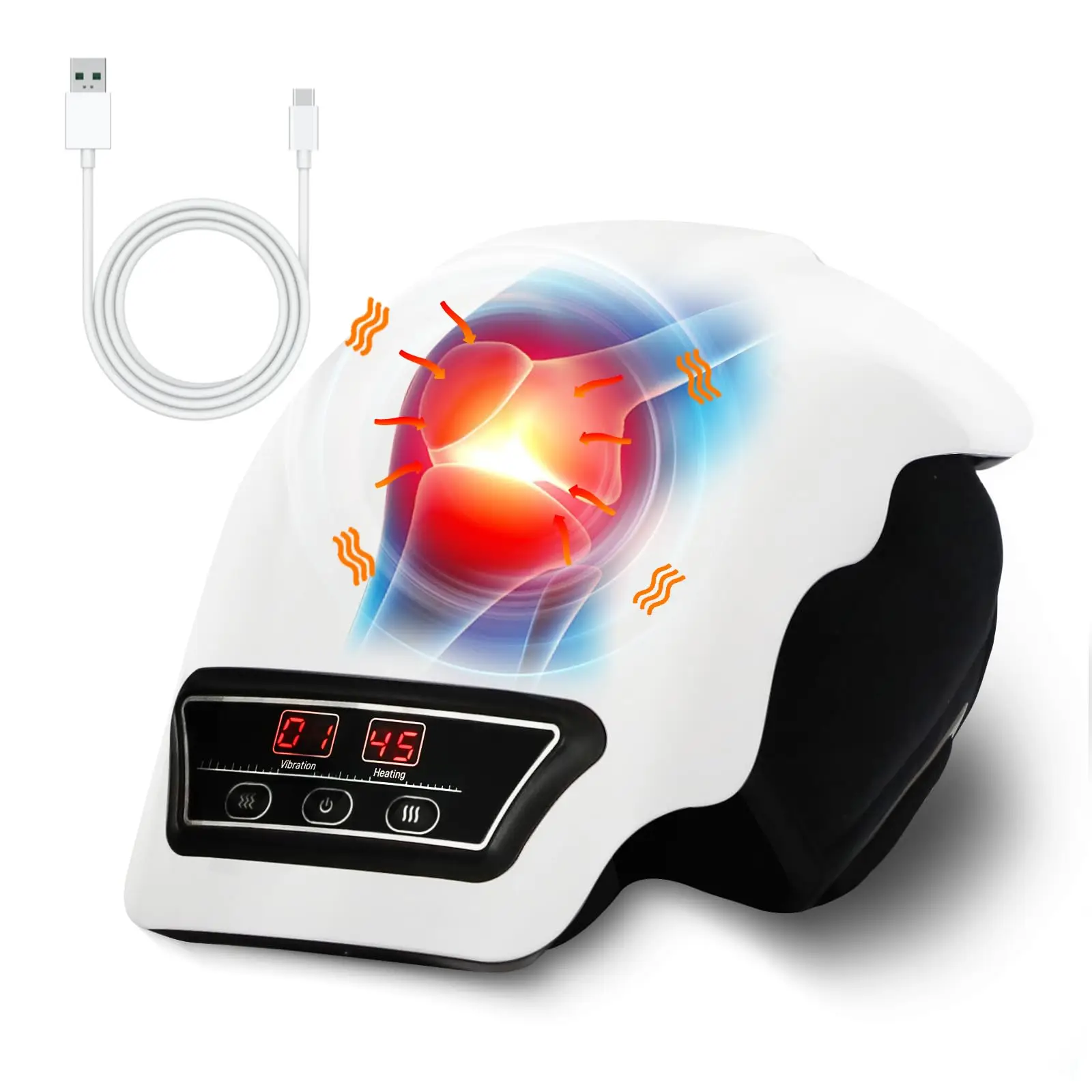 2023 Hot Sale Factory Patent Rechargeable Pain Relief Lcd Touch Control Air Compression Kneading Heating Knee Massager