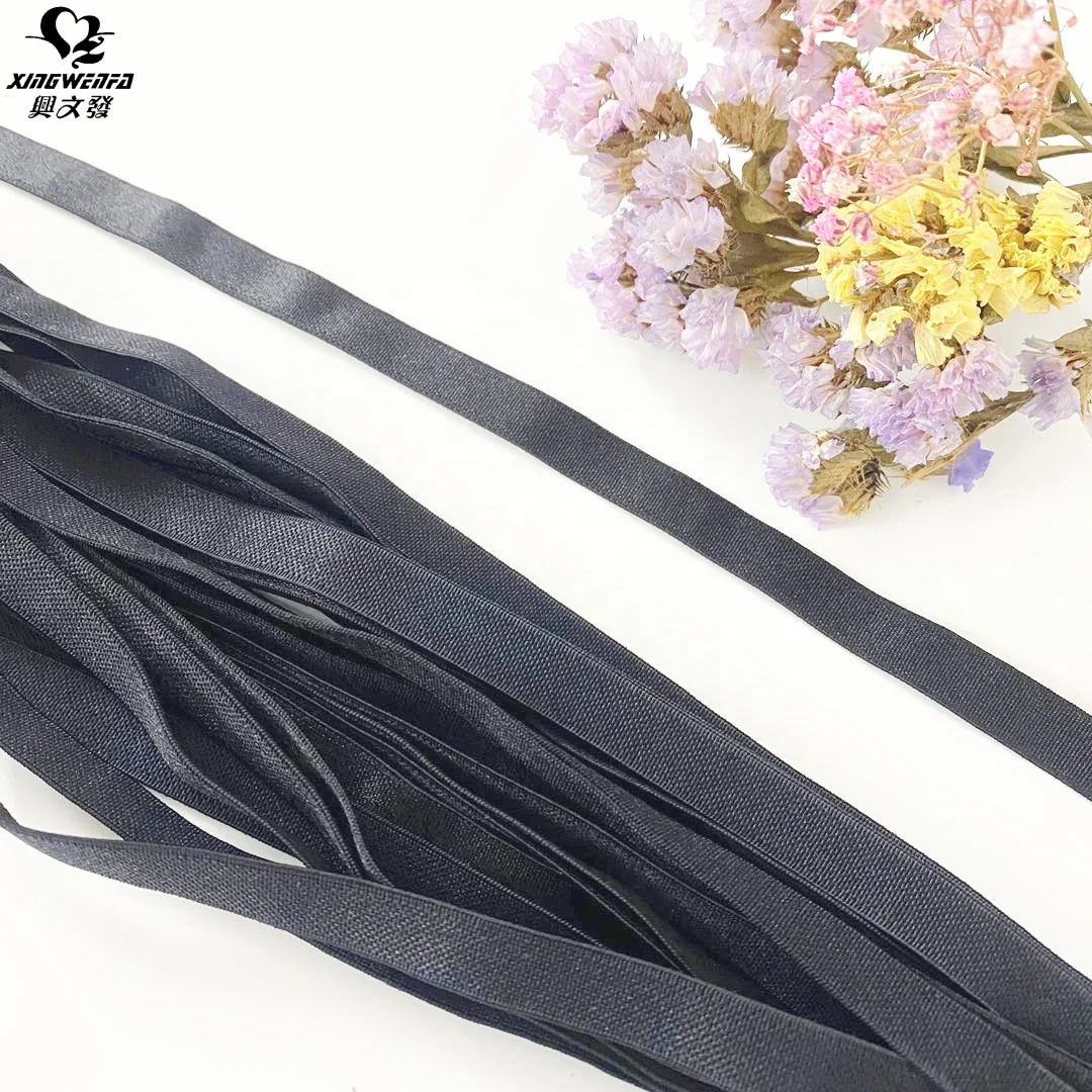 Underwear accessories 10mm non velvet back soft nylon bra flat strap black high quality nylon elastic bra strap