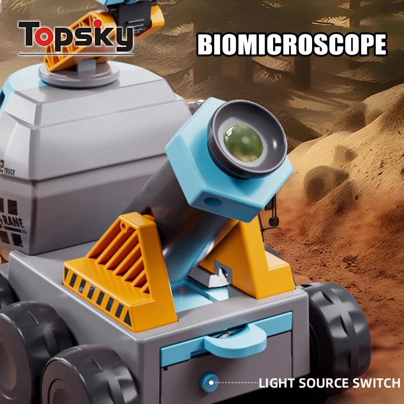 2024 Новый Магнитный космический инструмент кран с микроскопом Игровой Набор DIY сборка 4 в 1 Многофункциональный инженерный автомобиль игрушки для детей