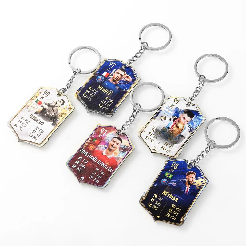 Custom Acrylic Football Player Star Card Key Chain Soccer Star  Key Ring  Promotional Gift Car KeyChain