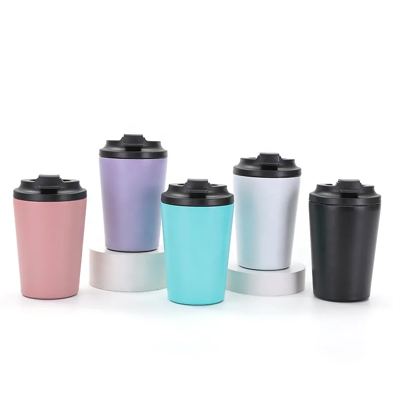 Wholesale 12oz 304 Stainless Steel Insulated Coffee Mug with Spill Proof Cover Portable Direct Drinking Car Cup Simple Gift
