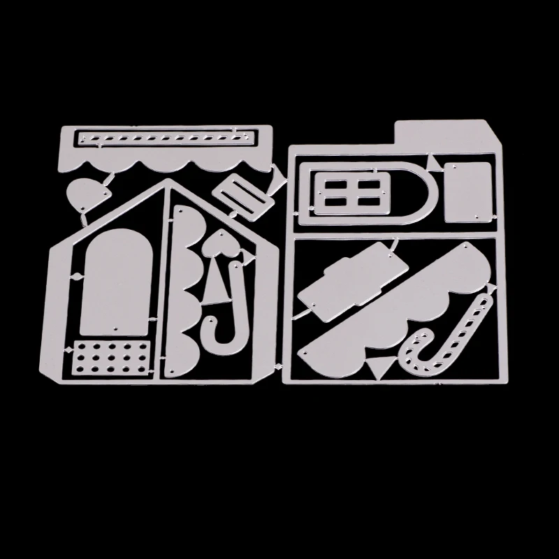 AAGU Yiwu Cutting Dies Manufacturer Metal Carbon Steel House Building Pattern Scrapbooking Cutting Dies Craft Cutter