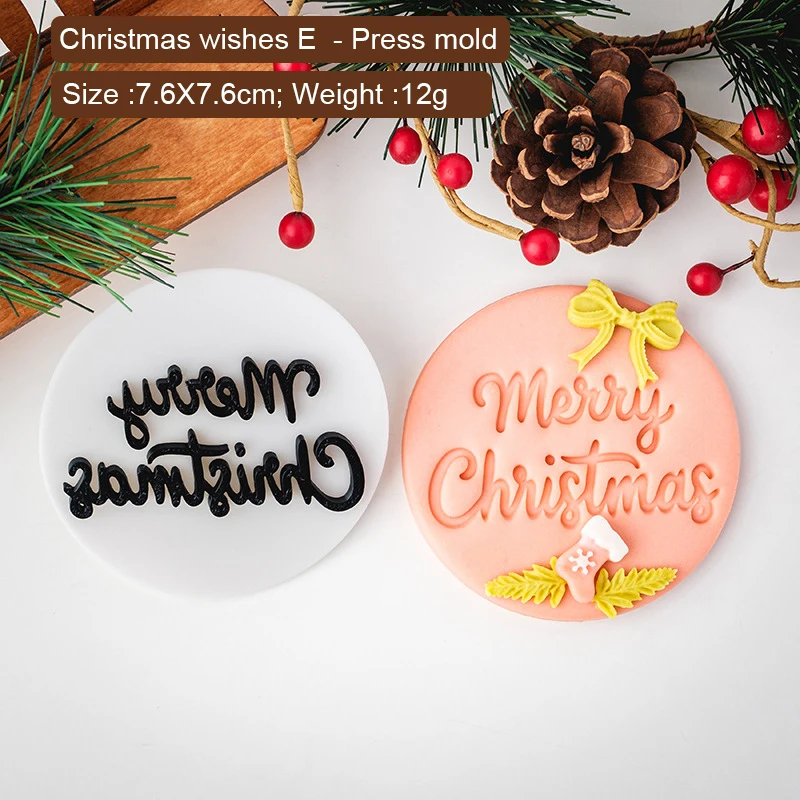 Personalized Christmas Cookie Stamp Fondant Mold Custom Merry Christmas Cookie Cutter Mold with 3D Raised Design