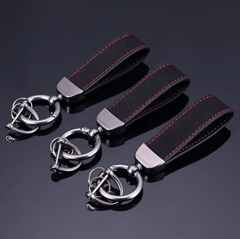 Custom Logo Leather Key chain For Car Suede Alcantara Amg Bwm M Sline Keychain
