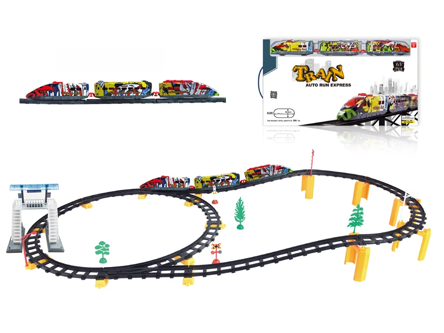 IPOP Hot Sale Railway station Rail Electronic train slot car Racing Track Set Toy Raiway race track toys for kids
