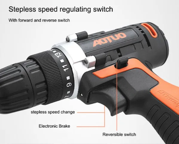 Electric Screwdriver Drill with Li-ion Baterry Cordless Power Drill Kit Tools High Quality Electric Drill Machine