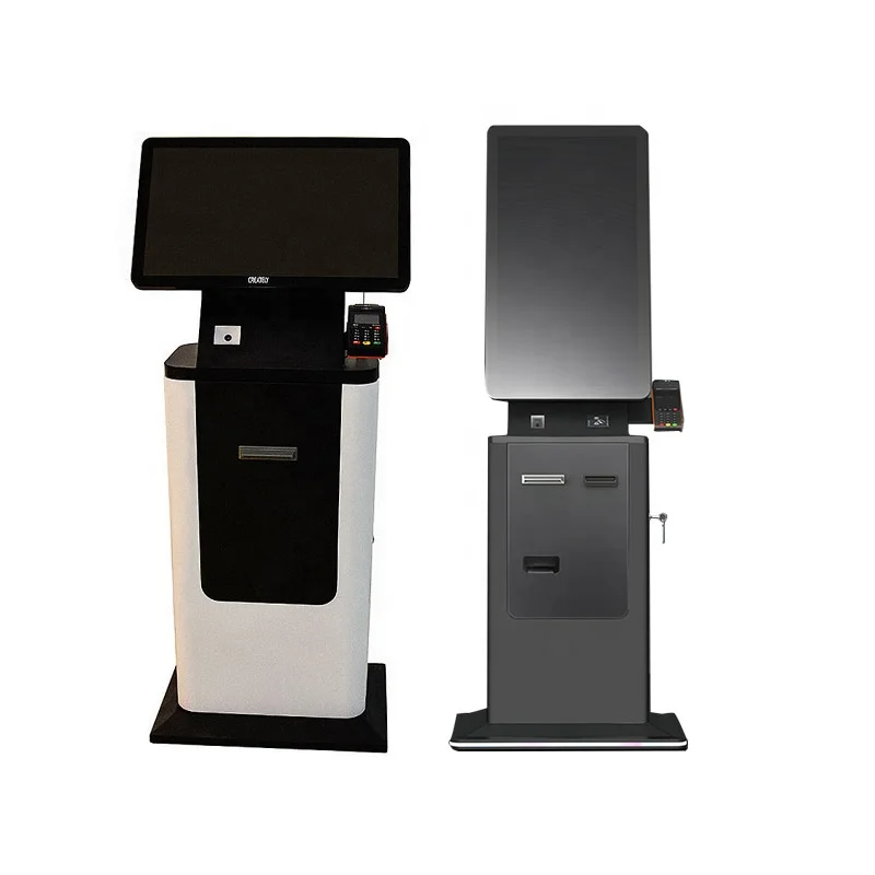 Crtly 32inch Touch Screen Kiosk with Thermal Printer Passport Scanner Atm Cash Machine Self Service Hotel Check in Payment Kiosk