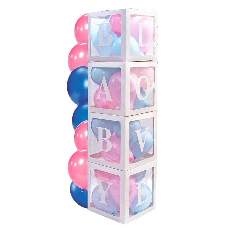 New Design Macaron Pastel Transparent Balloon Box For Baby Gender Reveal Baby Shower Party Decoration Supplies