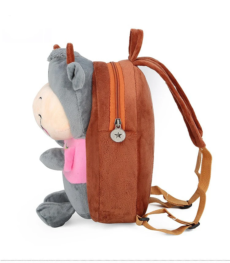 Custom Cute Cartoon Colorful kindergarten Backpacks Stuffed Animals Soft Cow Plush Backpacks
