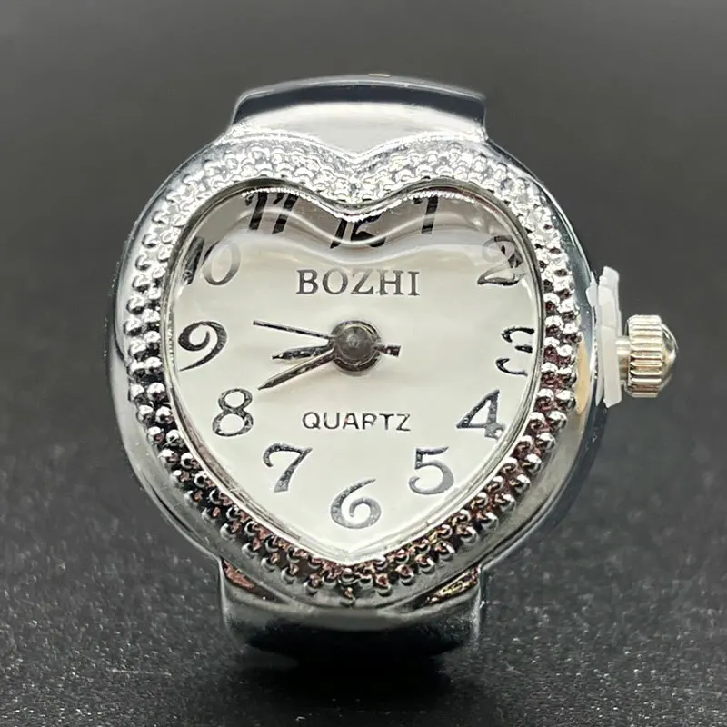 Hot selling Heart Shape lady Quartz Finger Ring Chain Couple Ring Quartz Watch Finger Gift Ring Watch