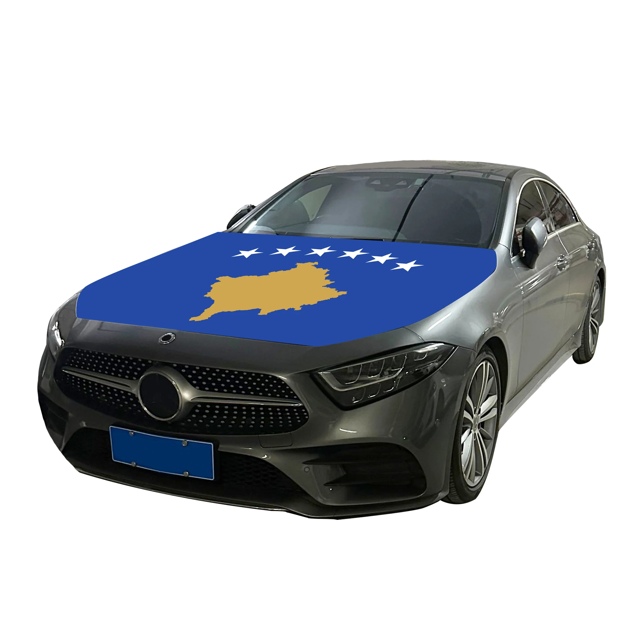 Доступная национальная крышка капота автомобиля флаг Косово двигателя Прямая продажа с завода полиэфирная ткань