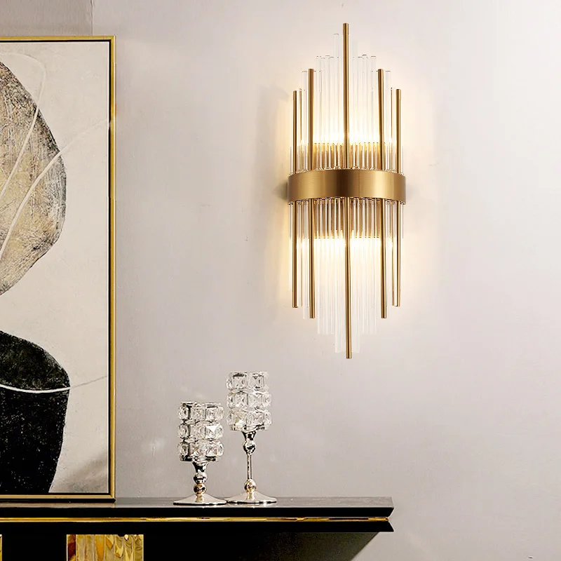 Хит продаж, современные роскошные комнатные Настенные светильники E14 для дома, прикроватный коридор, гостиная, Хрустальный настенный светильник, освещение
