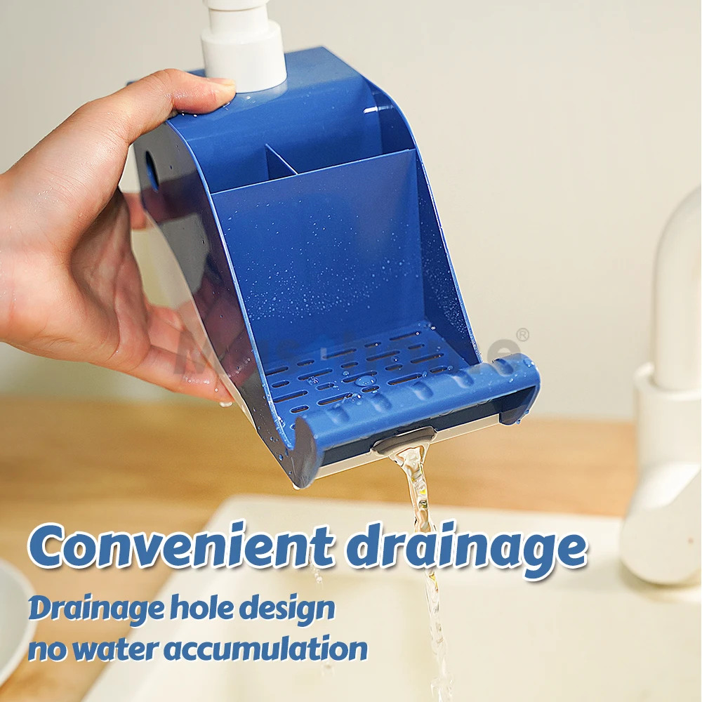 Masthome Whale Design Dish Soap Dispenser Sponge Holder Kitchen Sink Caddy Dishwashing Liquid Soap Pump Dispenser Sink Organizer