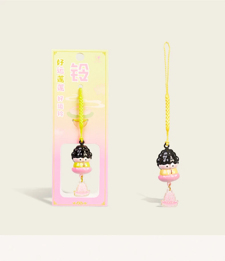 Promotional Pendant Cute Kawaii Buddha God of Wealth Water Jingle Bell Custom Doll ToyKeychain