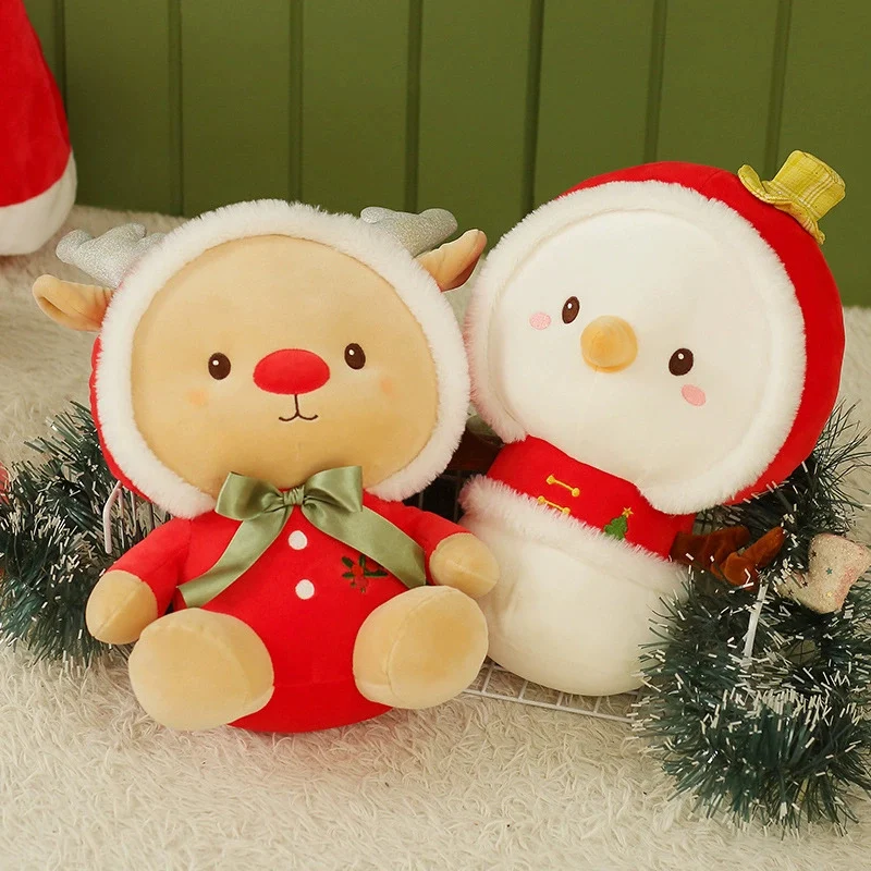 New Design Christmas Snowman Reindeer Stuffed Animals Plush Toys Merry Christmas Gift For Kids