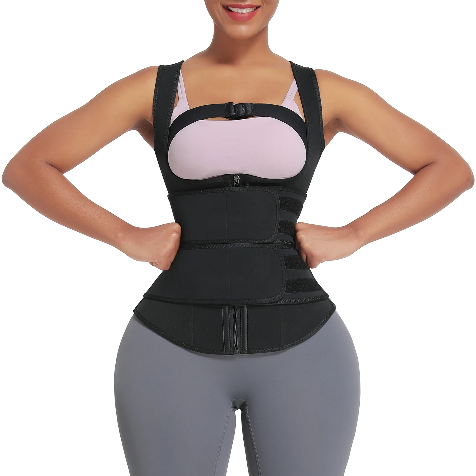 Waistdear Wholesale Fat Burning Neoprene Waist Trimmer Private Label Double Belt Waist Trainers Vest
