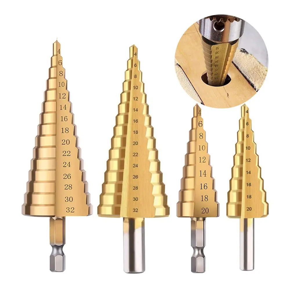 Tin-coated drill hss step drill bit step hole saw for steel 4-20 core drill bit