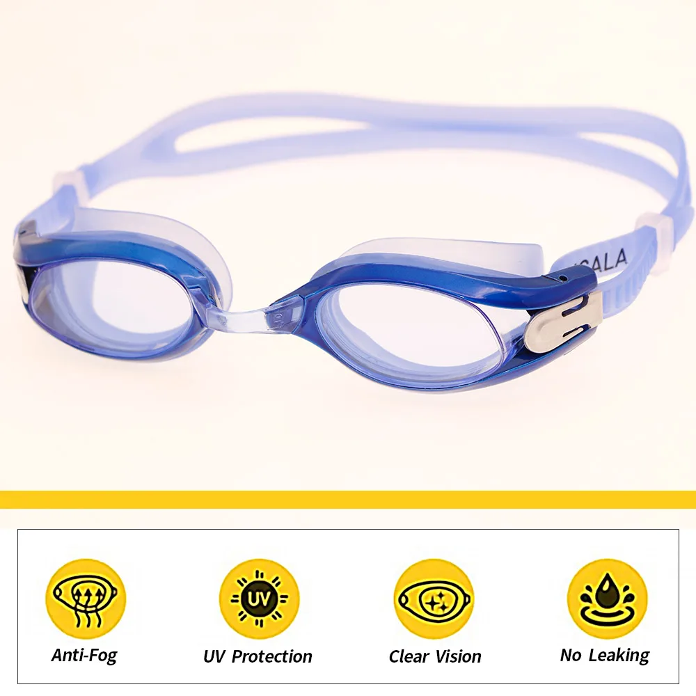 Custom Blue Silicone Swim Goggles Plating Anti Fog UV Protection swimming goggles