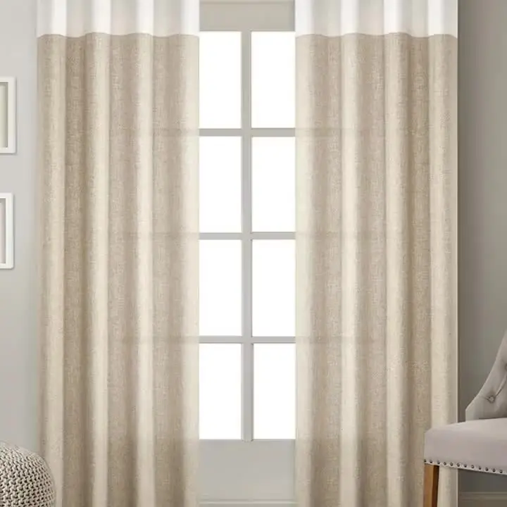 Modern simple embroidery curtain shading blackout curtain fabric vertical curtains for the living room