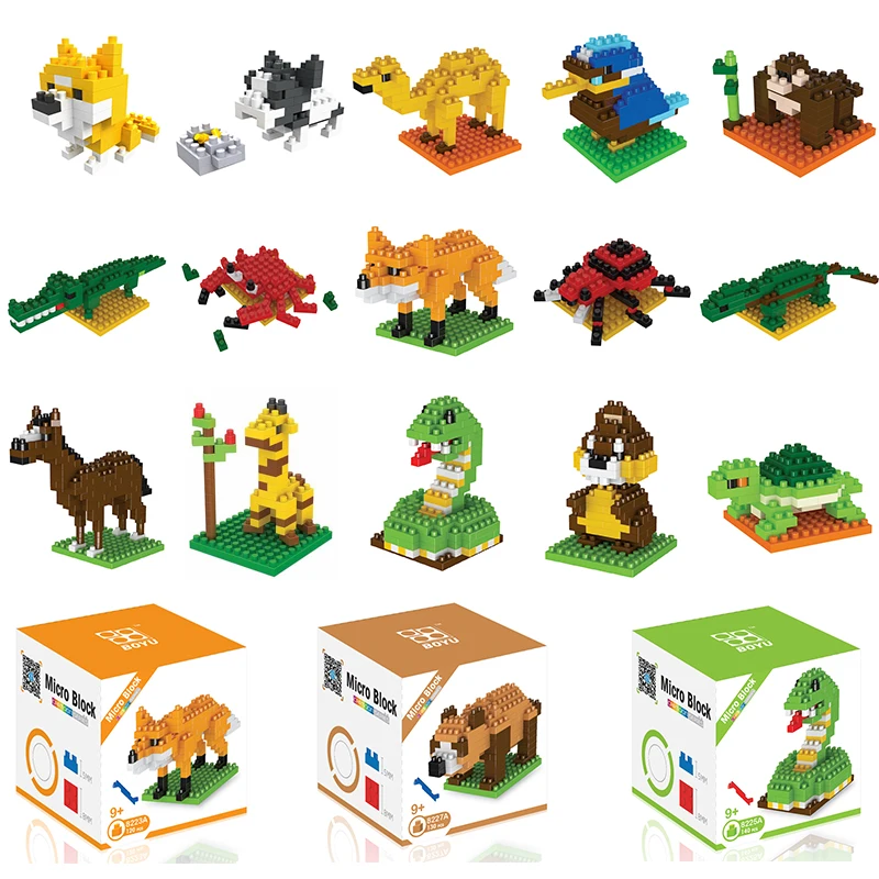 Hot Selling Plastic Mini Small Particle Animal Series Wholesale DIY Educational Construction Building Blocks Toys For Kids