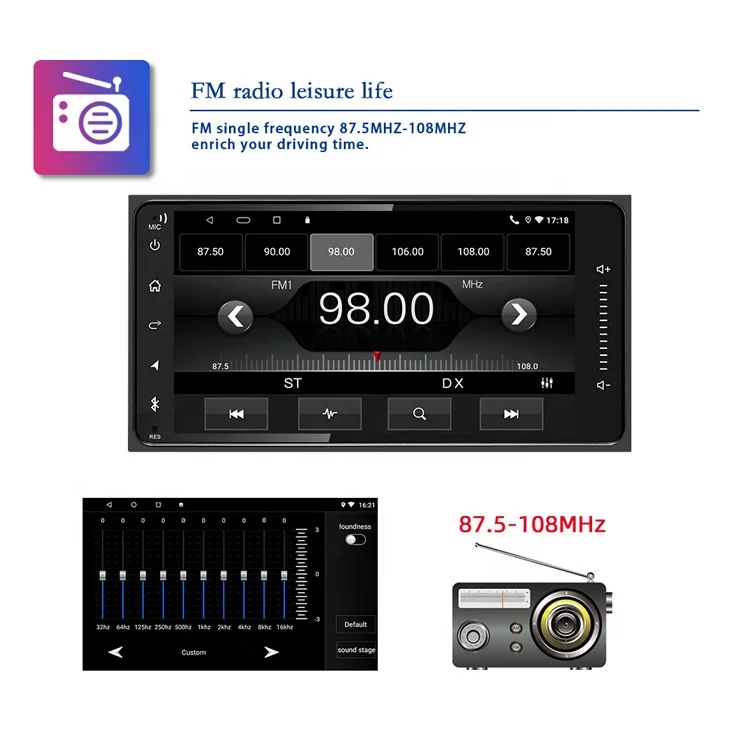 2 Din Car Android GPS Navigation Android 9.1 1+16GB Wifi Android GPS Car Radio