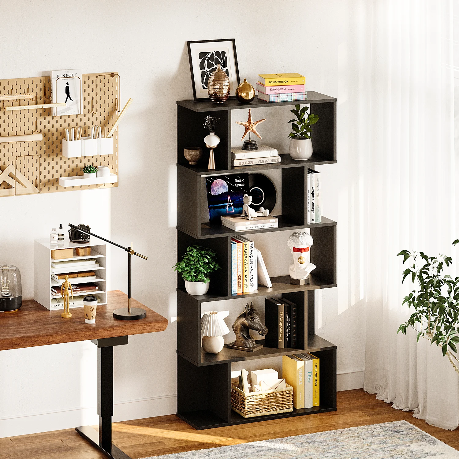 Modern Vintage Multi-Layer Bookcase with Open Storage High Quality Best Price Wooden and Iron Bookshelf for Living Room