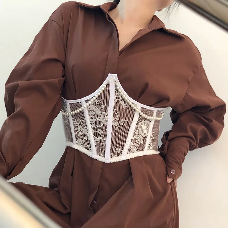 Underbust Waist Corset Belt Lace Open Cup Decorative Corset Short Torso Underwire Boned Underboob Waist Cincher