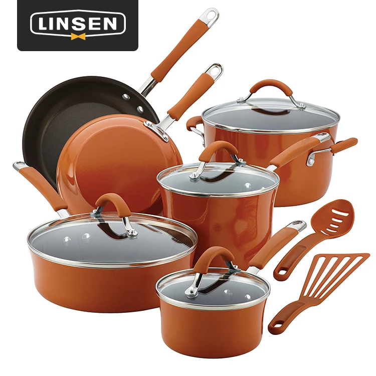 Amazon, лидер продаж, набор посуды из 12 предметов, кухонная посуда с антипригарным покрытием, набор кастрюль и сковородок