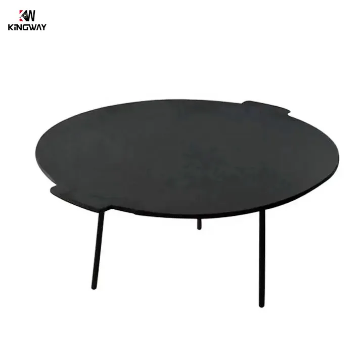 Outdoor round cast iron bbq grill griddle table teppanyaki plate 3 legs