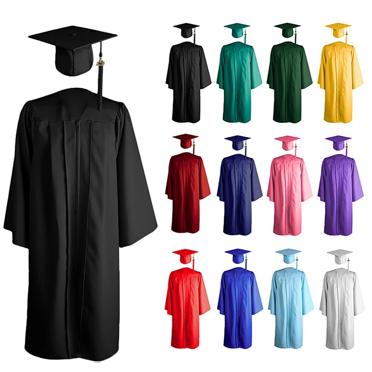 University Unisex Matte Graduation Gown Cap Black Toga Adult Graduation Gown Cap and Tassel 2024 Year Charm
