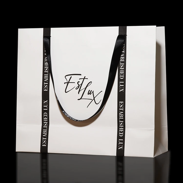 Luxury Recycled Custom Printing Logo Shopping Pack Paper Bag White