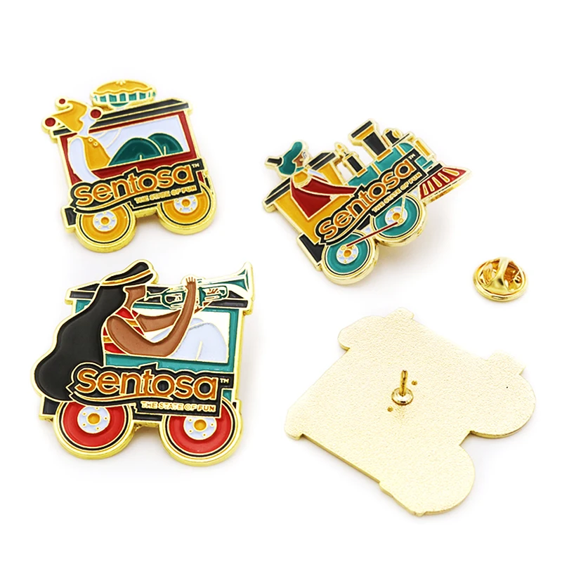 Cartoon Enamel Metallic Iron Zinc Alloy Pin Custom Enamel Badge Soft Enamel Pin with High Polish Nickel Clutch