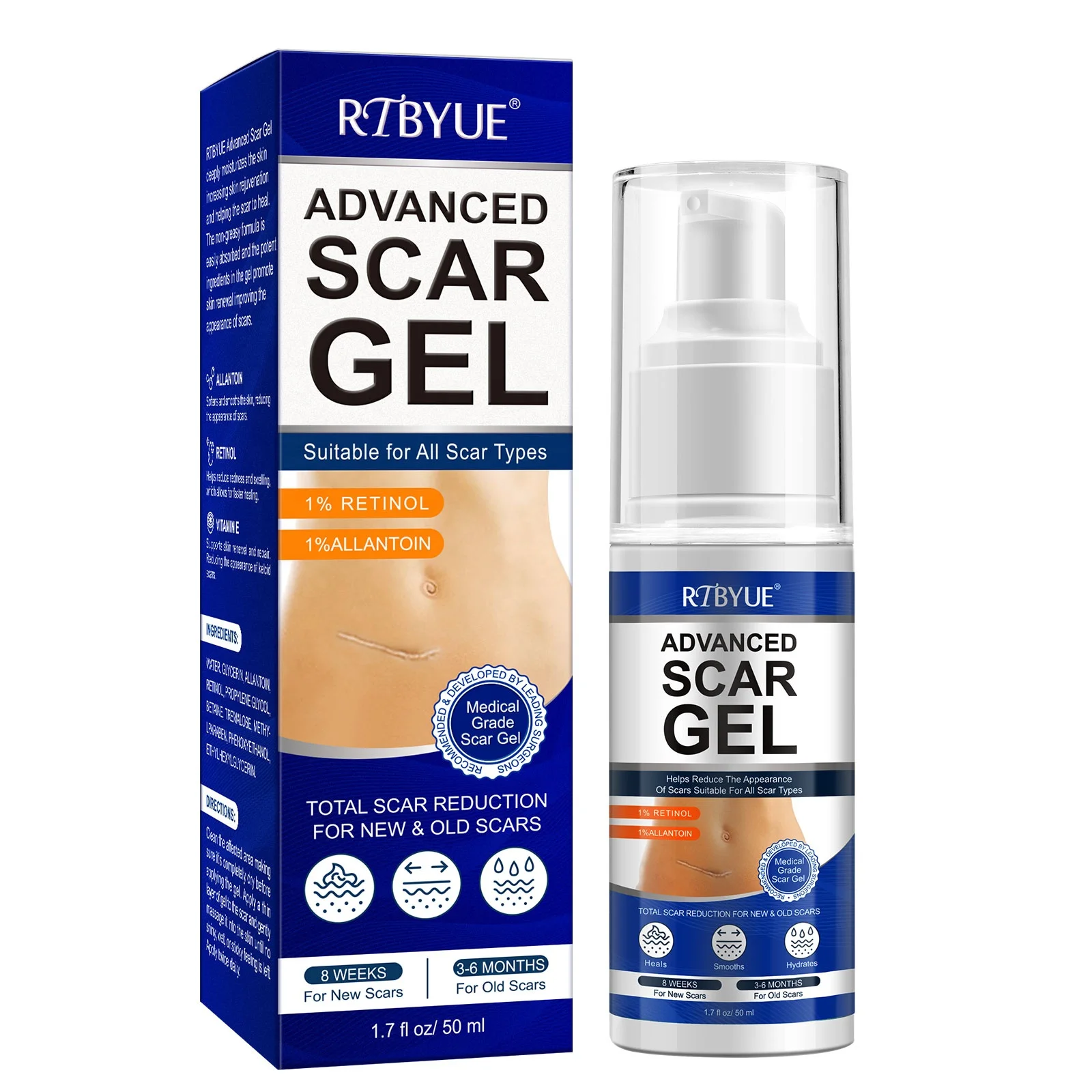 RTBYUE scars removal skin repair acne treatment effective organic tcm burn surgery scar silicone magic scar remover gel