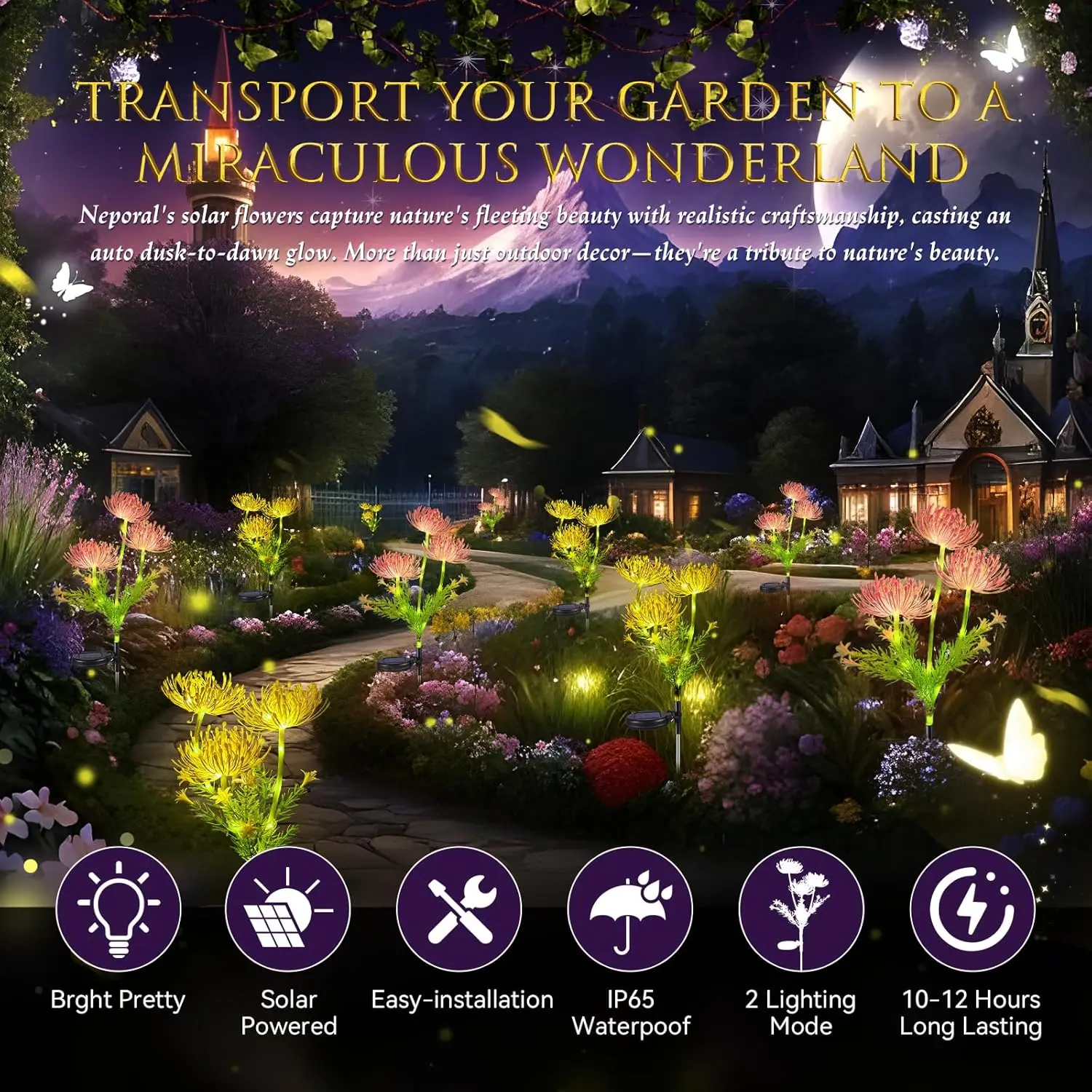 Raybwin High Quality Wholesale Waterproof IP65 Artificial Silk Seaside Flower Flower For Garden Lawn Landscape Decoration