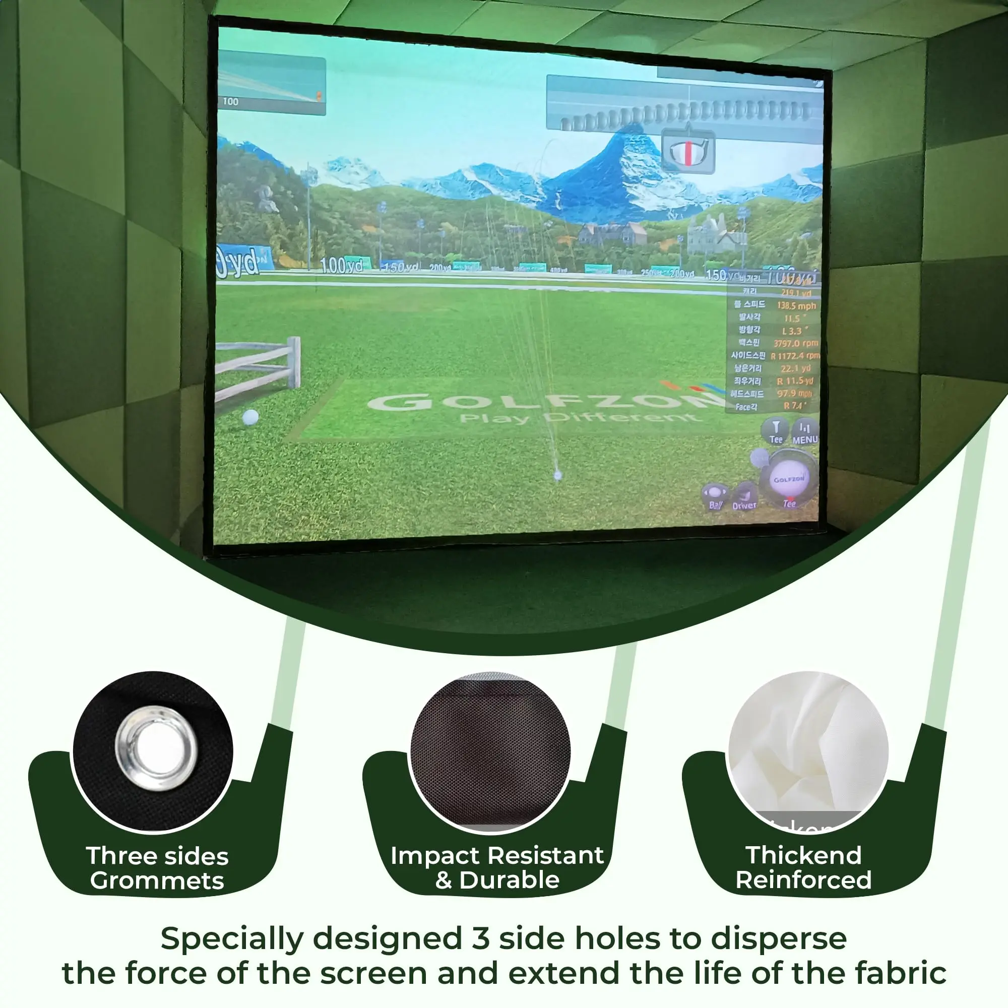 Durable 4K Quality Home Theater Impact Screen for Golf Simulator Virtual Low Noise Indoor Sports on Sale