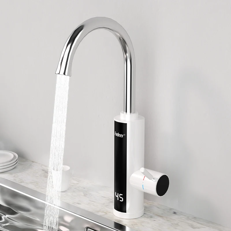 Fudeer Heater Cold Heating Faucet 3400W 220V Electric Kitchen Basin Water Heater Tap Instant Hot Stainless Steel Water Faucet