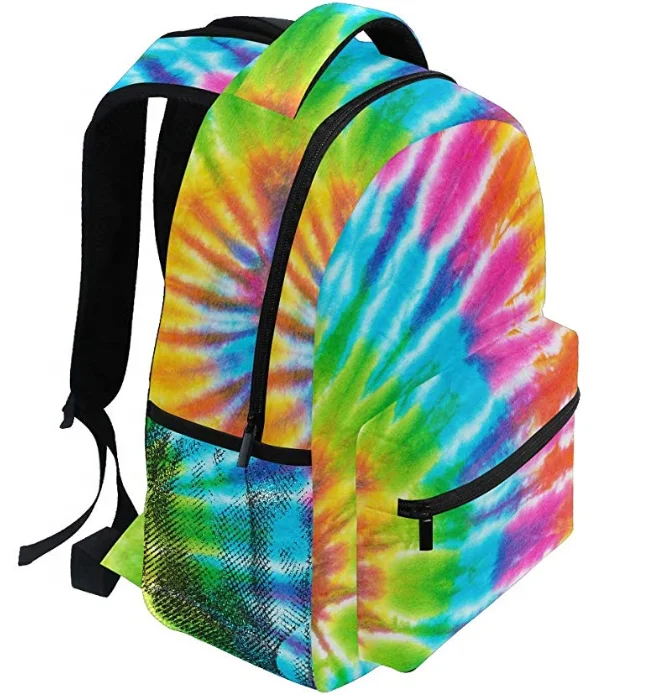 Backpacks Tie Dye Rainbow Spiral Pattern College School Book Bag Travel Hiking Camping Daypack