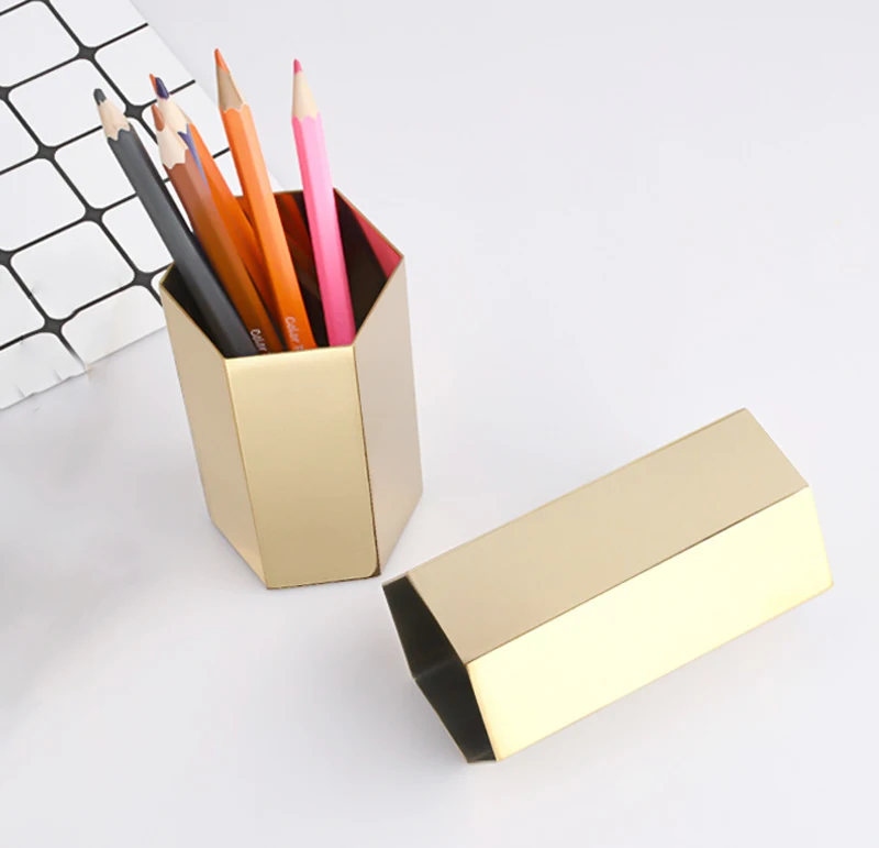 Office home desktop high quality metal pen holder free custom logo