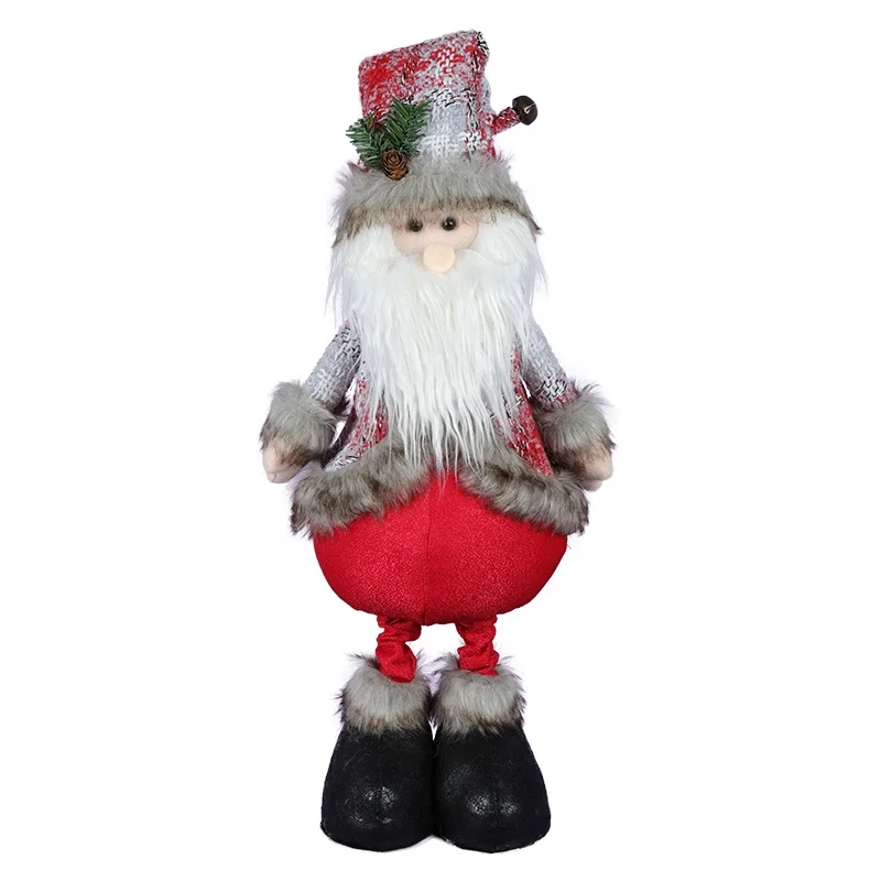 32 inch indoor red and grey christmas decorations doll plush santa snowman reindeer with telescopic legs