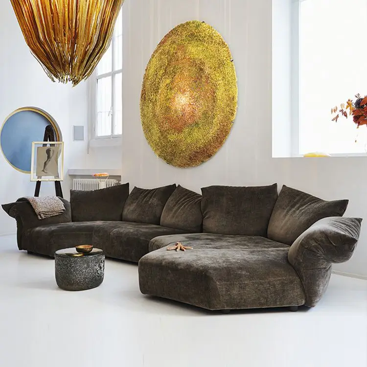 Large flat fabric petal sofa