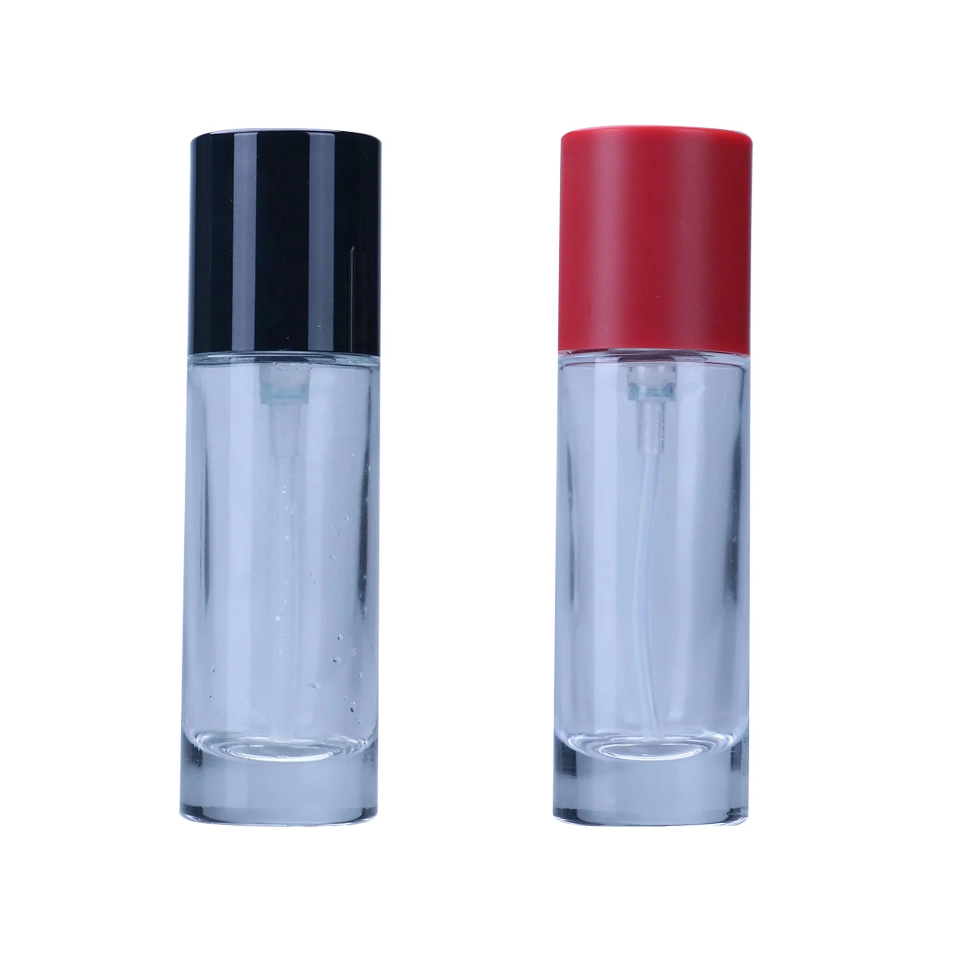 Wholesale 30ml Gold White Round Empty Transparent Skincare Cosmetic Packaging Lotion Glass Bottle With Screw Cap