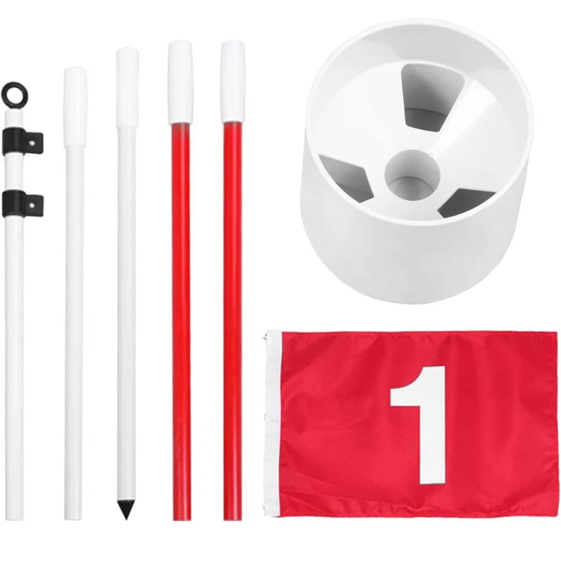 Golf Pole Flagpole with Hole Cup Golf Accessories Outside Practice Training Aids
