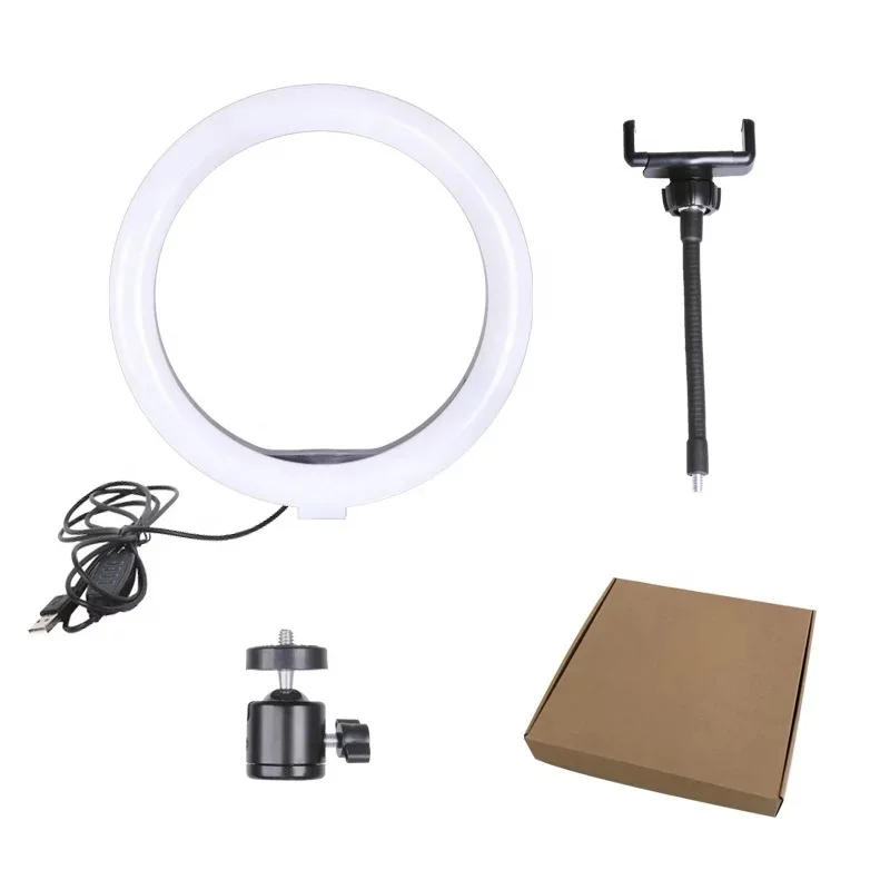 
26cm Selfie Ring Light with Tripod Stand and Phone Holder Dimmable LED lamp for Makeup YouTube TIK Tok Video Photography Compa 